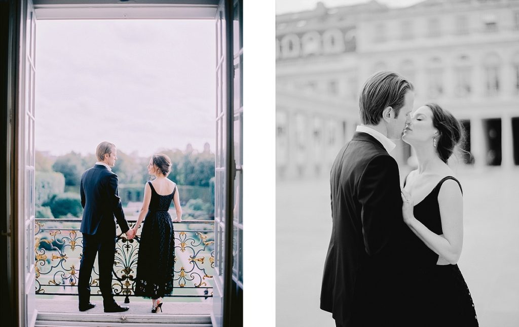 romantic kiss for your engagement pre wedding shoot in paris