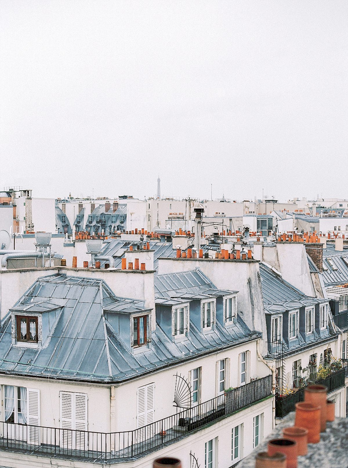 rooftop in paris on a rainy day