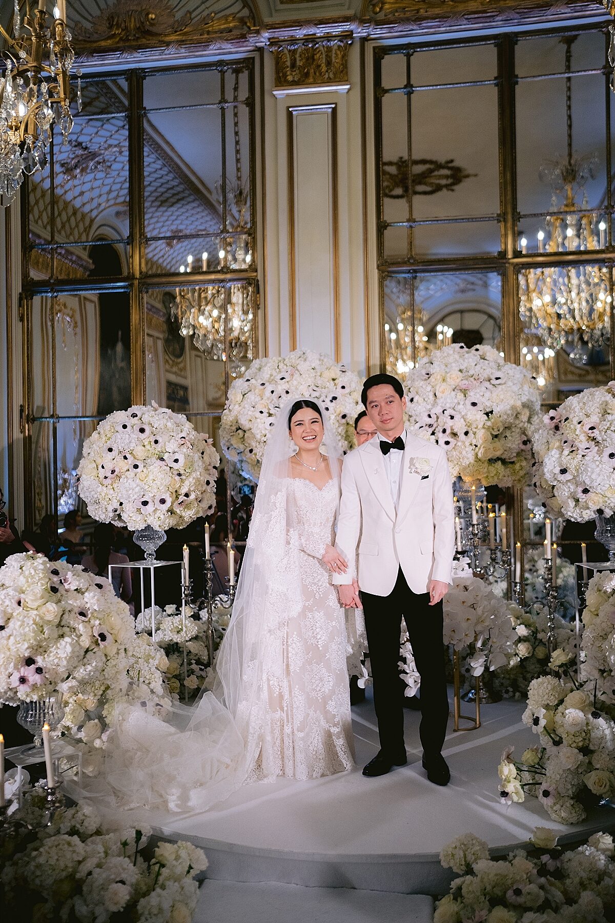 Bride and Groom at their wedding ceremony at Le Meurice Paris 