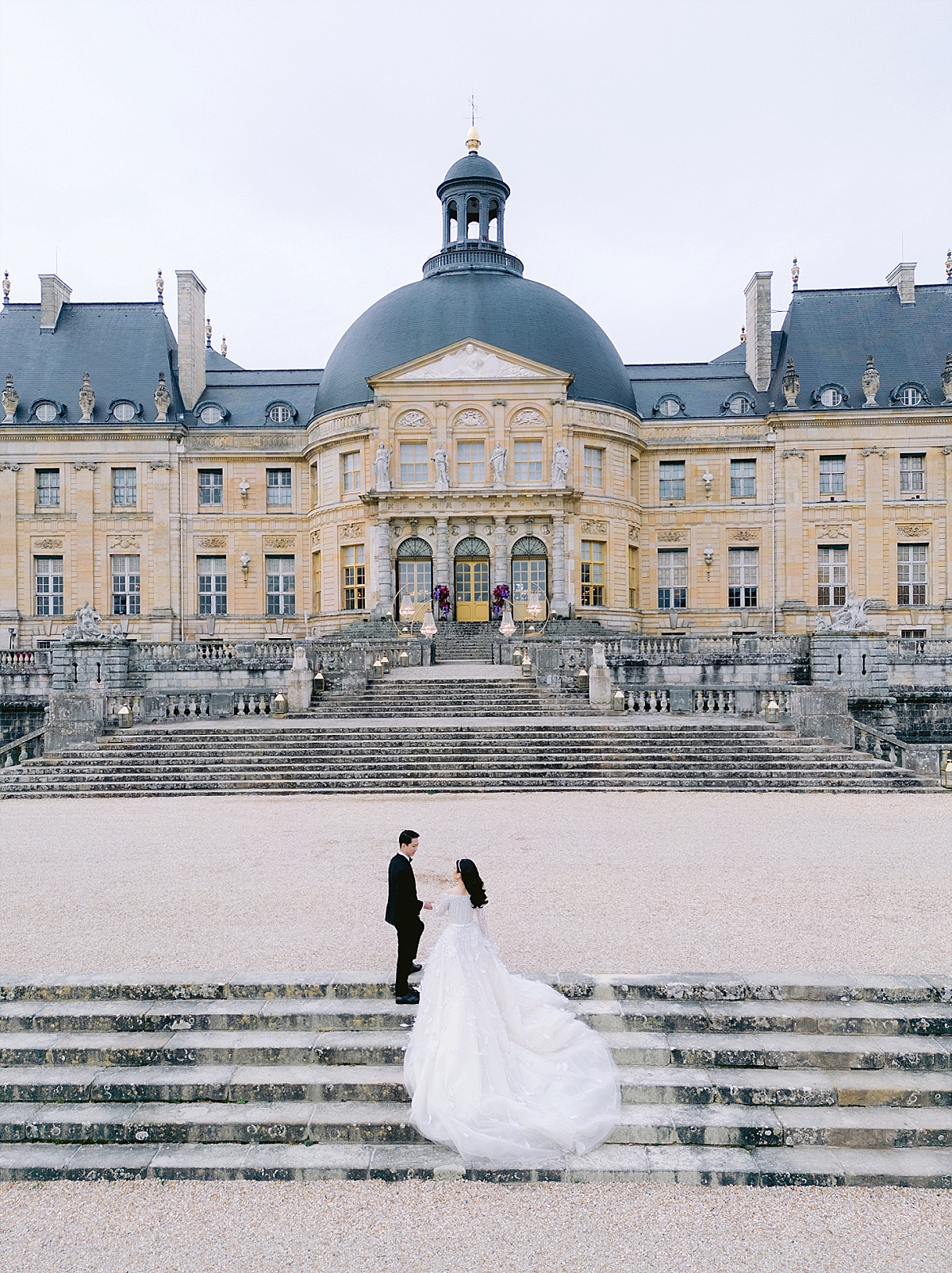 Bride and Groom at their Luxury Wedding at Chateau de Vaux le Vicomte